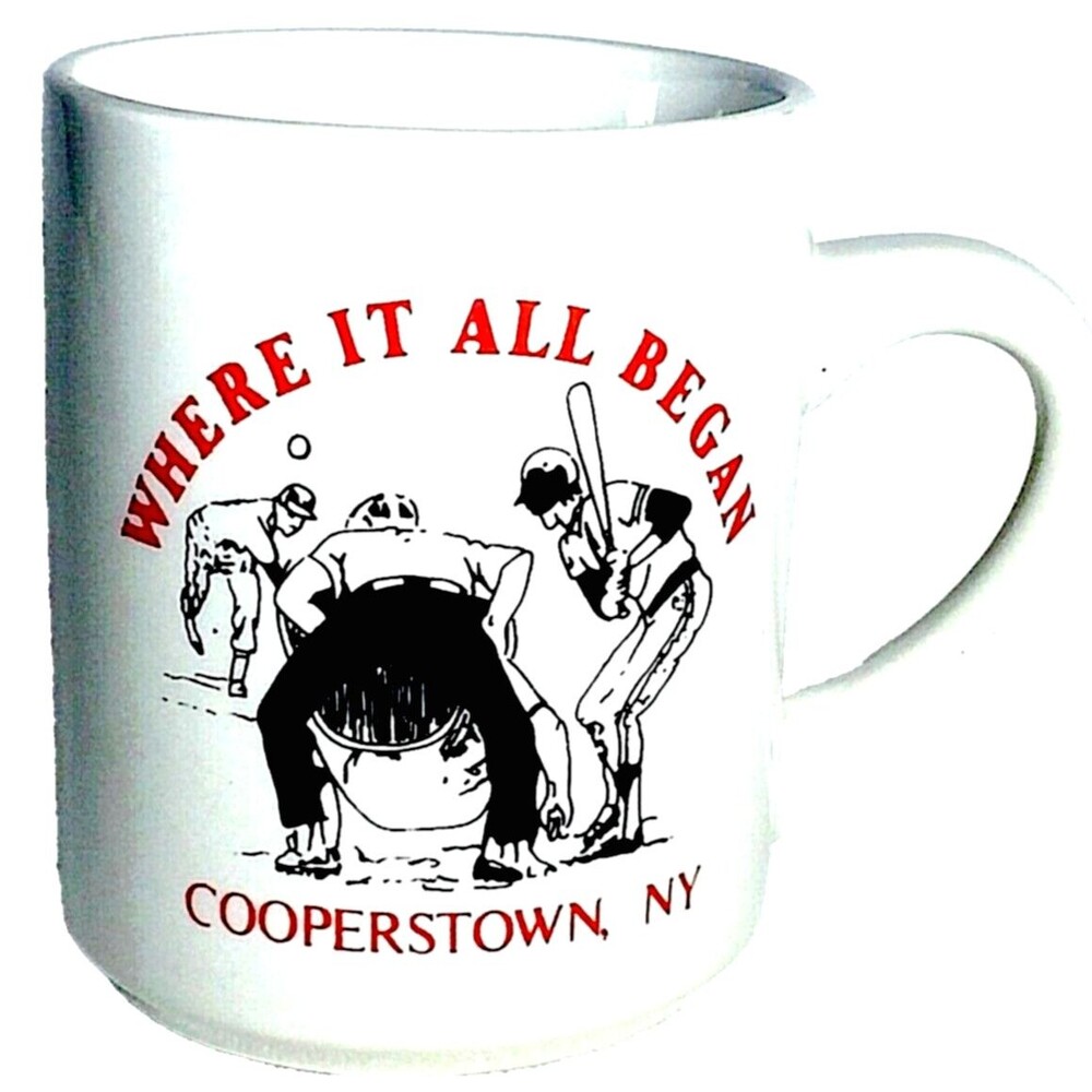 Baseball Hall Of Fame RARE Coffee Cup Vtg Cooperstown NY Where It All Began MLB